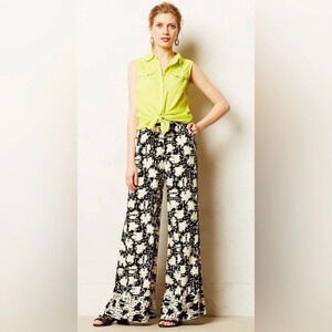 LILKA‎ by ANTHROPOLOGIE Presscott Wide Leg Pants in Black Motif